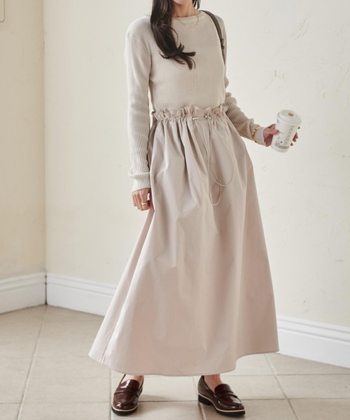RANAN(ラナン)の「ドロストニットドッキングワンピ(ワンピース・レディース・アイボリー/ブラック/グレー・L/LL/M)」の22枚目の写真