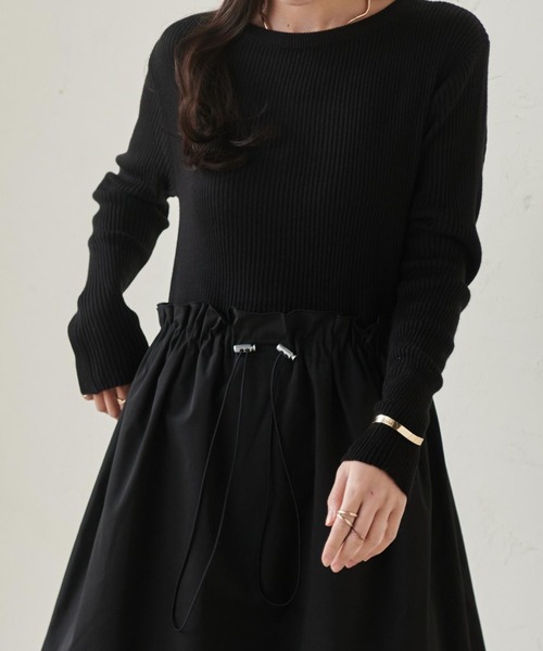 RANAN(ラナン)の「ドロストニットドッキングワンピ(ワンピース・レディース・アイボリー/ブラック/グレー・L/LL/M)」の17枚目の写真