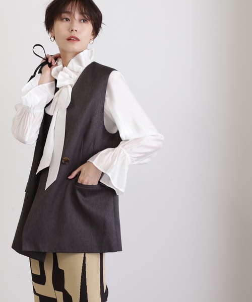 N.（N. Natural Beauty Basic）（エヌエヌナチュラルビューティーベーシック）の「◆ノーカラージレ（ベスト・レディース・グレー/ブラウン・MEDIUM）」の2枚目の写真