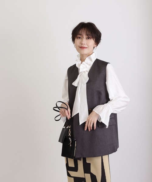N.（N. Natural Beauty Basic）（エヌエヌナチュラルビューティーベーシック）の「◆ノーカラージレ（ベスト・レディース・グレー/ブラウン・MEDIUM）」の3枚目の写真