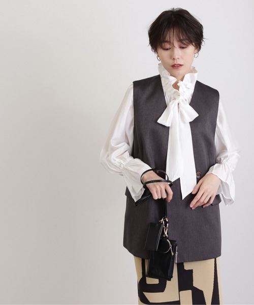 N.（N. Natural Beauty Basic）（エヌエヌナチュラルビューティーベーシック）の「◆ノーカラージレ（ベスト・レディース・グレー/ブラウン・MEDIUM）」の9枚目の写真