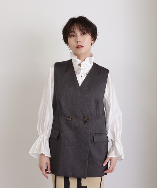 N.（N. Natural Beauty Basic）（エヌエヌナチュラルビューティーベーシック）の「◆ノーカラージレ（ベスト・レディース・グレー/ブラウン・MEDIUM）」の10枚目の写真