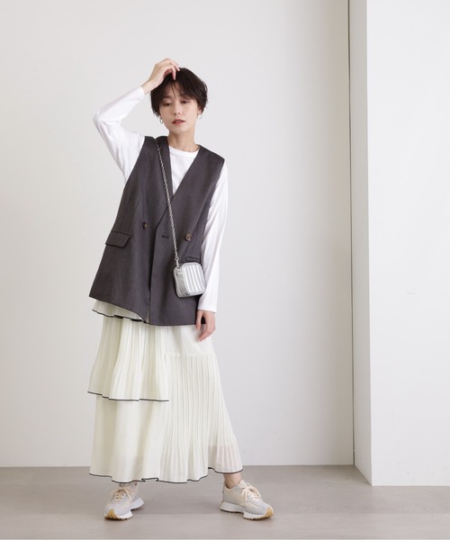 N.（N. Natural Beauty Basic）（エヌエヌナチュラルビューティーベーシック）の「◆ノーカラージレ（ベスト・レディース・グレー/ブラウン・MEDIUM）」の16枚目の写真