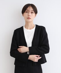 INDIVI（インディヴィ）の「◆【日本製／定番スーツ】ツィードVネックジャケット（スーツジャケット・レディース）」