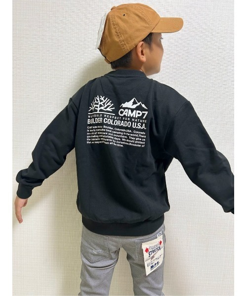 CAMP7（キャンプセブン）の「【CAMP7】バックモチーフロゴスウェット（スウェット・キッズ・グレー/ブラック・160/130/140/120/110/150）」の9枚目の写真