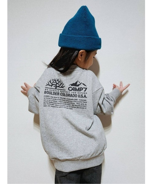 CAMP7（キャンプセブン）の「【CAMP7】バックモチーフロゴスウェット（スウェット・キッズ・グレー/ブラック・160/130/140/120/110/150）」の17枚目の写真