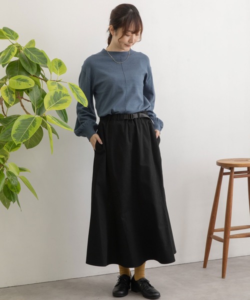 POU DOU DOU（プードゥドゥ）の「プラバックルベルトフレアヘムスカート（スカート・レディース・インディゴブルー/キナリ/イエロー/ブラック・3）」の10枚目の写真