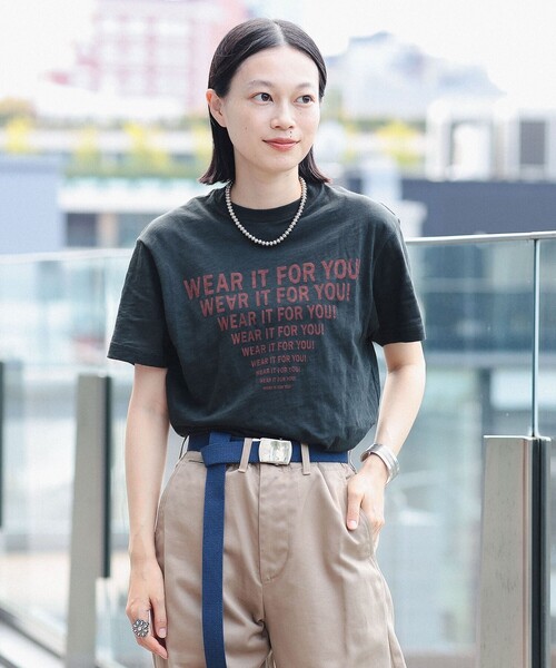 BEAMS BOY（ビームスボーイ）の「ラインロゴ ショートスリーブ Tシャツ（Tシャツ/カットソー・レディース・オフホワイト/ブラック/ピンク・FREE）」の14枚目の写真