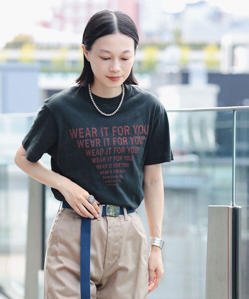 BEAMS BOY（ビームスボーイ）の「ラインロゴ ショートスリーブ Tシャツ（Tシャツ/カットソー・レディース・オフホワイト/ブラック/ピンク・FREE）」の7枚目の写真
