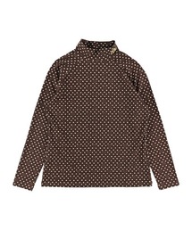 WOMENS 小紋ロゴプリント 長袖モックネック