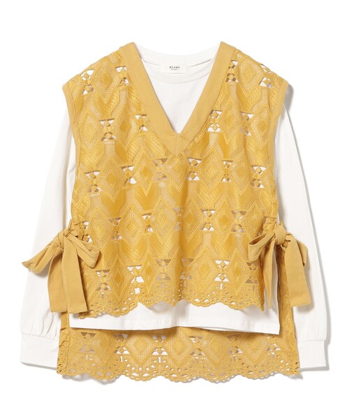 ビームスBEAMS レディースレースベスト BEAMS HEART tシャツ レースベスト プルオーバー セット（セット
