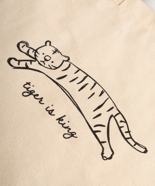 make a ray!(メイク ア レイ!)の「線画イラストデザイン アニマルプリント キャンバス トートバッグ(トートバッグ・レディース・キナリ/オートミール/ナチュラル/クリーム/アイボリー・FREE)」の12枚目の写真