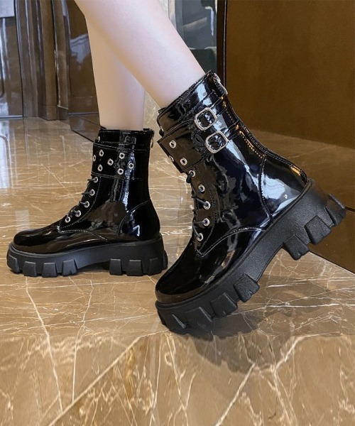 Miniministore(ミニミニストア)の「厚底ショートブーツ 黒ストームブーツ美脚(ブーツ・レディース・ブラック・23.5cm/24.5cm/23.0cm/24.0cm/22.5cm)」の3枚目の写真