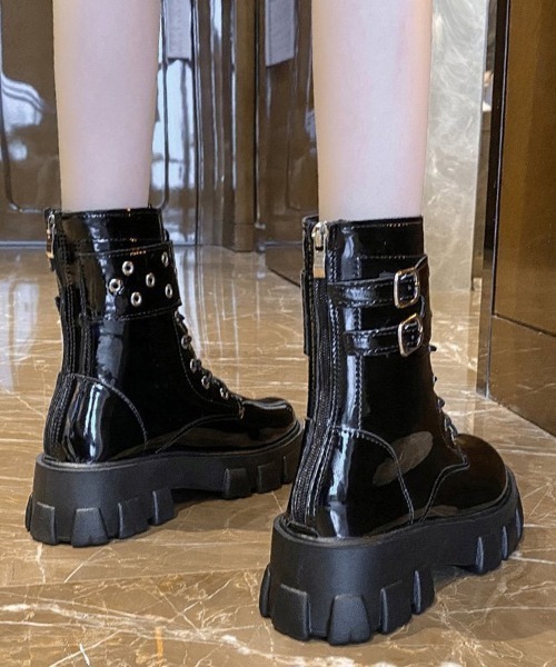 Miniministore(ミニミニストア)の「厚底ショートブーツ 黒ストームブーツ美脚(ブーツ・レディース・ブラック・23.5cm/24.5cm/23.0cm/24.0cm/22.5cm)」の5枚目の写真