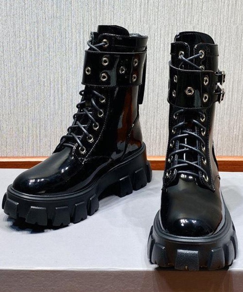 Miniministore(ミニミニストア)の「厚底ショートブーツ 黒ストームブーツ美脚(ブーツ・レディース・ブラック・23.5cm/24.5cm/23.0cm/24.0cm/22.5cm)」の7枚目の写真