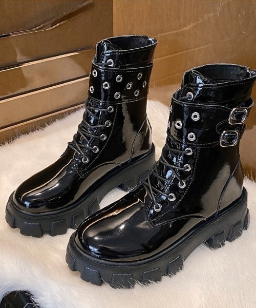 Miniministore(ミニミニストア)の「厚底ショートブーツ 黒ストームブーツ美脚(ブーツ・レディース・ブラック・23.5cm/24.5cm/23.0cm/24.0cm/22.5cm)」の8枚目の写真