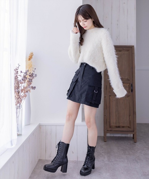 clear(クリア)の「インパン付きコーデュロイカーゴミニスカート(スカート・レディース・チャコールグレー/ブラック/ベージュ・S/M)」の15枚目の写真