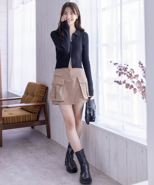 clear(クリア)の「インパン付きコーデュロイカーゴミニスカート(スカート・レディース・チャコールグレー/ブラック/ベージュ・S/M)」の17枚目の写真