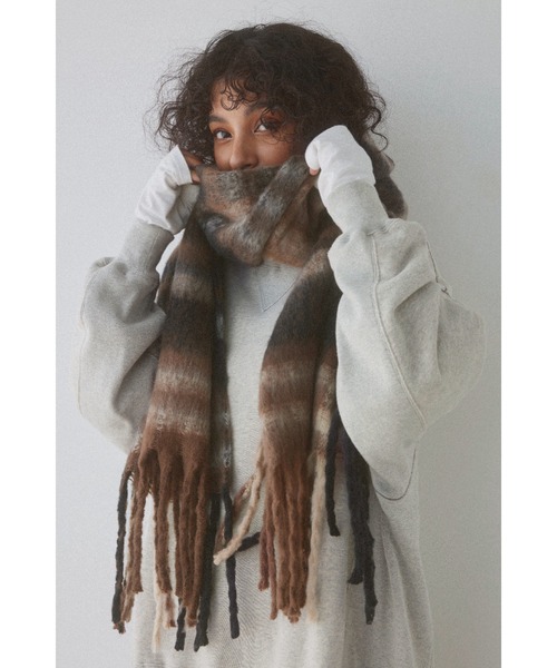 ALEXIA STAM（アリシアスタン）の「Plaid Scarf Brown /チェック柄マフラー(Brown)（ストール/ショール・レディース・ブラウン・FREE）」の7枚目の写真