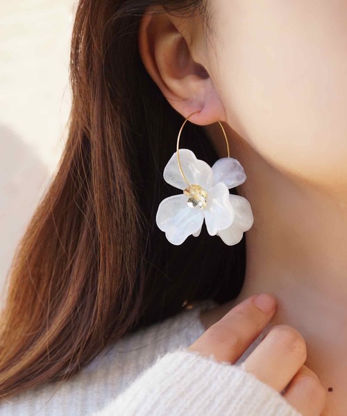 jolie minette/ビックフラワー ゴールド フープピアス（ピアス