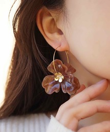 jolie minette/ビックフラワー ゴールド フープピアス