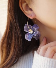 jolie minette/ビックフラワー ゴールド フープピアス