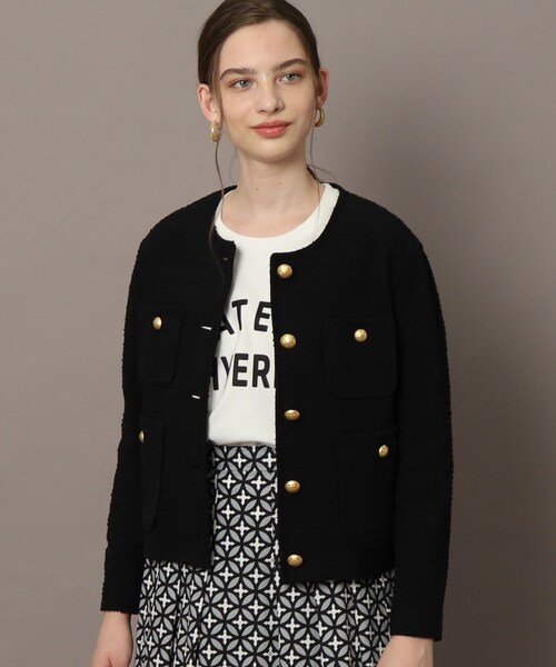 ドレステリア☆ツイードジャケット☆美品♪サイズ36 DRESSTERIOR - ドレステリア ☆ ツイード フリンジ ノーカラー