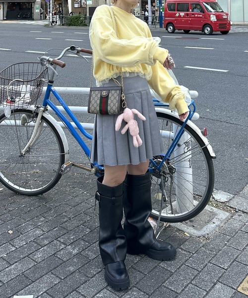 Alley by w closet(アリーバイダブルクローゼット)の「【Alley】チュールドッキングプルオーバー(スウェット・レディース・イエロー/アイボリー/グレー・FREE)」の18枚目の写真