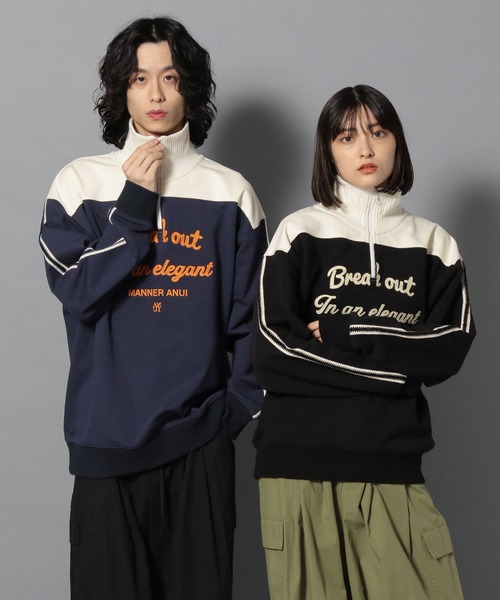 Anui（アニュイ）の「【UNISEX】ハーフＺＩＰバイカラースウェット（スウェット・レディース・オフホワイト/ネイビー/ブラック・MEDIUM/LARGE）」の4枚目の写真