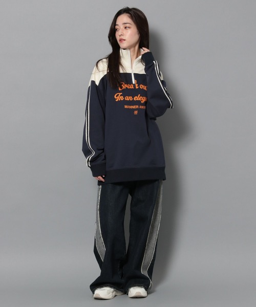 Anui（アニュイ）の「【UNISEX】ハーフＺＩＰバイカラースウェット（スウェット・レディース・オフホワイト/ネイビー/ブラック・MEDIUM/LARGE）」の19枚目の写真