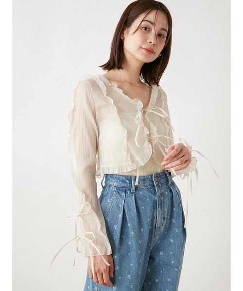 【再入荷！】 SNIDEL（スナイデル）の「フロントリボンシアーブラウス（シャツ トップス