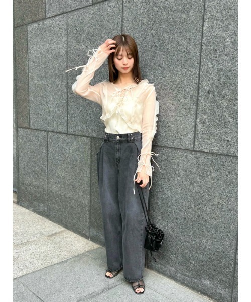 SNIDEL ♡ フロントリボンシアーブラウス SNIDEL（スナイデル）の「フロントリボンシアーブラウス（シャツ