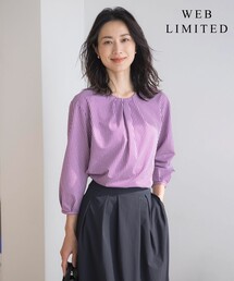 【WEB限定カラーあり】ストライプジャカード フロントタック カットソー