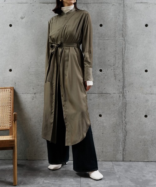 CIEL'AIR(シエルエアー)の「Irregular Shirt Dress(ワンピース・レディース・カーキ/ブラック・FREE)」の2枚目の写真