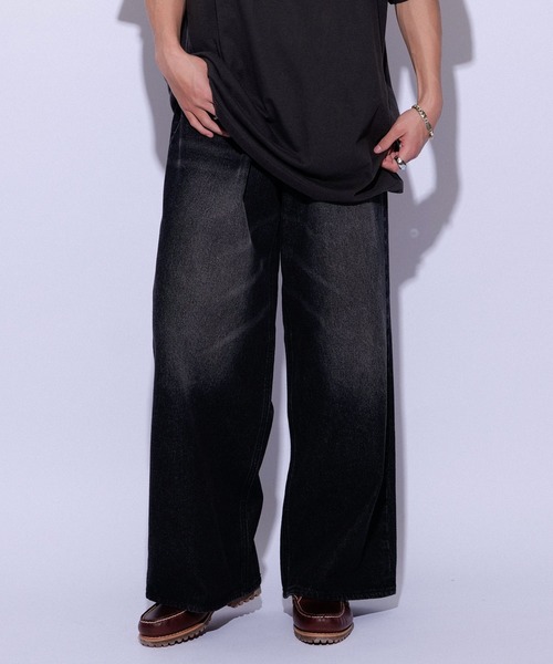 re_k by JUNRED（レクバイジュンレッド）の「re_k by JUNRED / ヴィンテージカラーオーバーワイドデニム（デニムパンツ・メンズ・ブラック/ネイビー・L/S/M）」の2枚目の写真