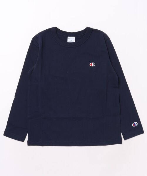 Champion（チャンピオン）の「【Champion】CK-Y401 LONG SLEEVE T-SHIRT/ロングスリーブ/長袖/ロゴTシャツ/チャンピオン/キッズ（Tシャツ/カットソー・キッズ・グレー/ネイビー/ブラック/オートミール/オフホワイト・130cm/140cm/150cm/160cm）」の2枚目の写真
