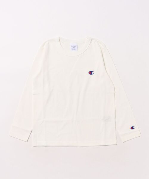 Champion（チャンピオン）の「【Champion】CK-Y401 LONG SLEEVE T-SHIRT/ロングスリーブ/長袖/ロゴTシャツ/チャンピオン/キッズ（Tシャツ/カットソー・キッズ・グレー/ネイビー/ブラック/オートミール/オフホワイト・130cm/140cm/150cm/160cm）」の3枚目の写真