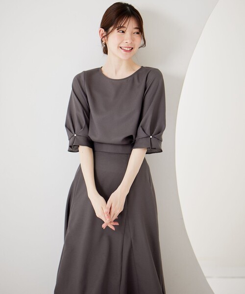 ANY SIS（エニィスィス）の「【速乾・接触冷感】スムージーポリエステル クルーネック ブラウス（シャツ/ブラウス・レディース・グレー系/ネイビー系9/ピンク系/スカイブルー系/パイングリーン系・2）」の6枚目の写真