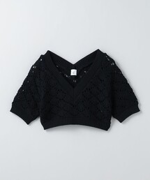 6 (ROKU) - 6　ROKU　Vネックニットプルオーバー ロク　ブラウン 長袖 トップス BEAUTY&YOUTH UNITED ARROWS｜<6(ROKU)>シアーカラーポイント