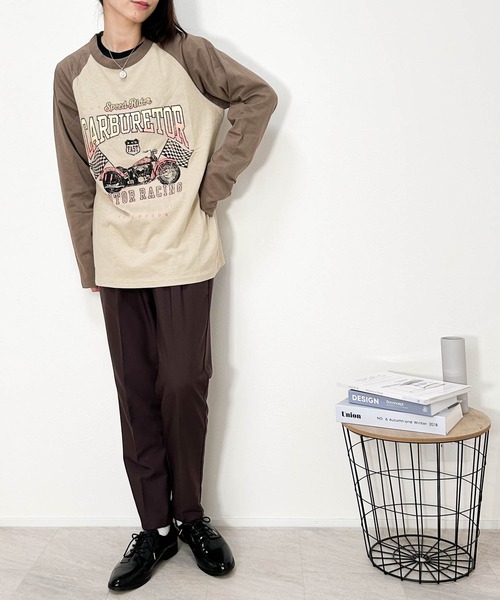 Ritzy(リッツィー)の「16/天竺ラグラン 切り替えプリント Tシャツ(CARBURETOR) レディース メンズ(Tシャツ/カットソー・メンズ・アッシュ/ホワイト/ベージュ・X-LARGE/LARGE/MEDIUM)」の20枚目の写真