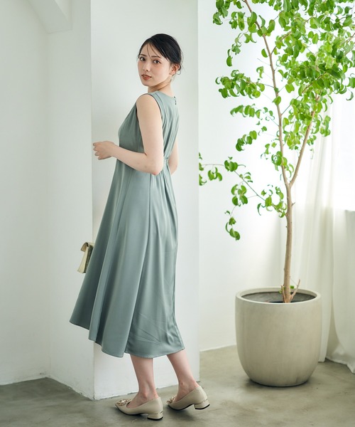 組み合わせ自由】【結婚式】スクエアネック前後差ヘムフレアワンピース