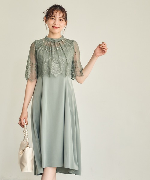 組み合わせ自由】【結婚式】スクエアネック前後差ヘムフレアワンピース