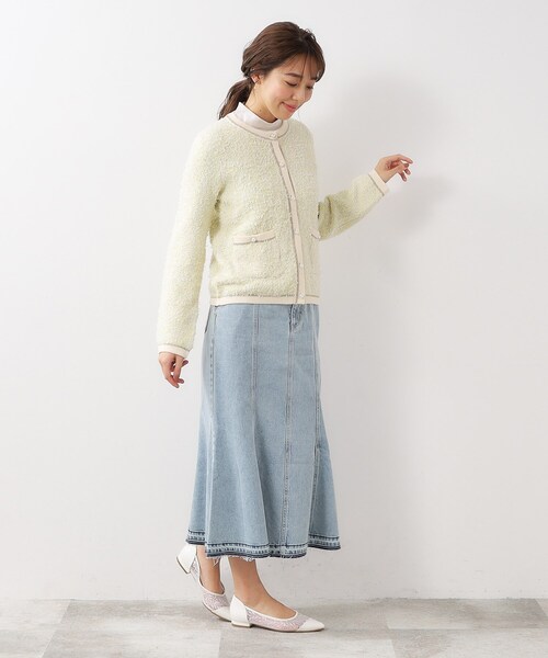 index（インデックス）の「◆ファンシーツイードカーディガン/パール調ボタン【洗える】（カーディガン/ボレロ・レディース・グレー系3/ブルー系8/ライトイエロー系4・40/38/42/36）」の15枚目の写真