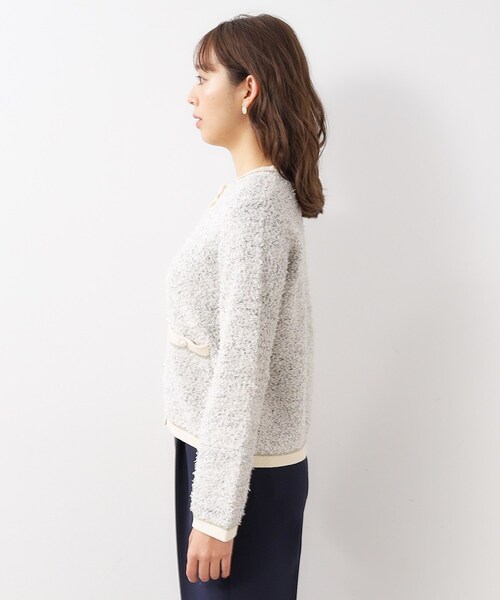 index（インデックス）の「◆ファンシーツイードカーディガン/パール調ボタン【洗える】（カーディガン/ボレロ・レディース・グレー系3/ブルー系8/ライトイエロー系4・40/38/42/36）」の10枚目の写真
