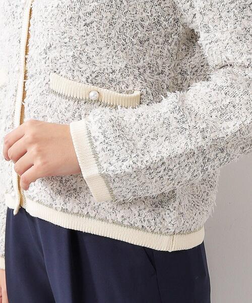 index（インデックス）の「◆ファンシーツイードカーディガン/パール調ボタン【洗える】（カーディガン/ボレロ・レディース・グレー系3/ブルー系8/ライトイエロー系4・40/38/42/36）」の5枚目の写真