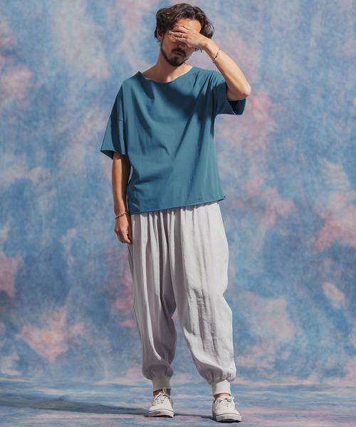 Jih Nunc(ジーヌンク)の「mt8868- ルーズネックカットソー(Tシャツ/カットソー・メンズ・ラベンダー/ターコイズブルー/ホワイト/ブラック・S/M/L)」の9枚目の写真