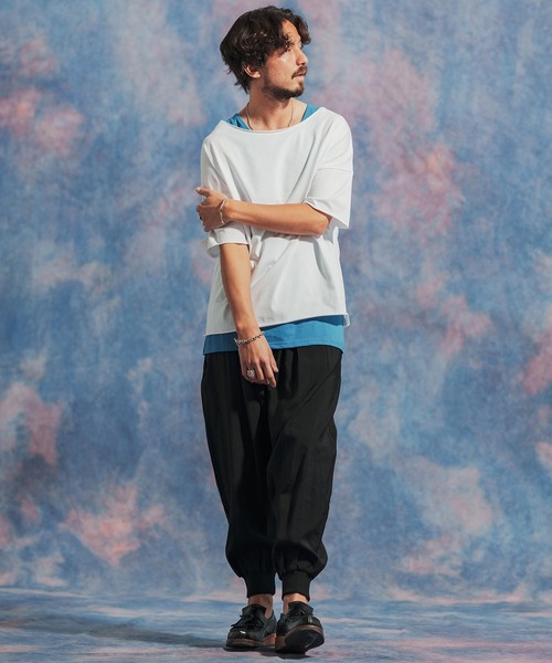 Jih Nunc(ジーヌンク)の「mt8868- ルーズネックカットソー(Tシャツ/カットソー・メンズ・ラベンダー/ターコイズブルー/ホワイト/ブラック・S/M/L)」の15枚目の写真