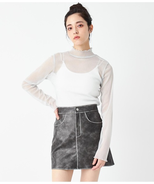 ANAP（アナップ）の「ラメシアー ハイネック トップス 長袖（Tシャツ/カットソー・レディース・ホワイト/ベージュ/グレー/ターコイズブルー/ブラック・FREE）」の7枚目の写真