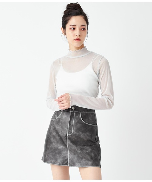 ANAP（アナップ）の「ラメシアー ハイネック トップス 長袖（Tシャツ/カットソー・レディース・ホワイト/ベージュ/グレー/ターコイズブルー/ブラック・FREE）」の8枚目の写真