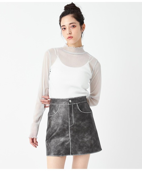 ANAP（アナップ）の「ラメシアー ハイネック トップス 長袖（Tシャツ/カットソー・レディース・ホワイト/ベージュ/グレー/ターコイズブルー/ブラック・FREE）」の9枚目の写真